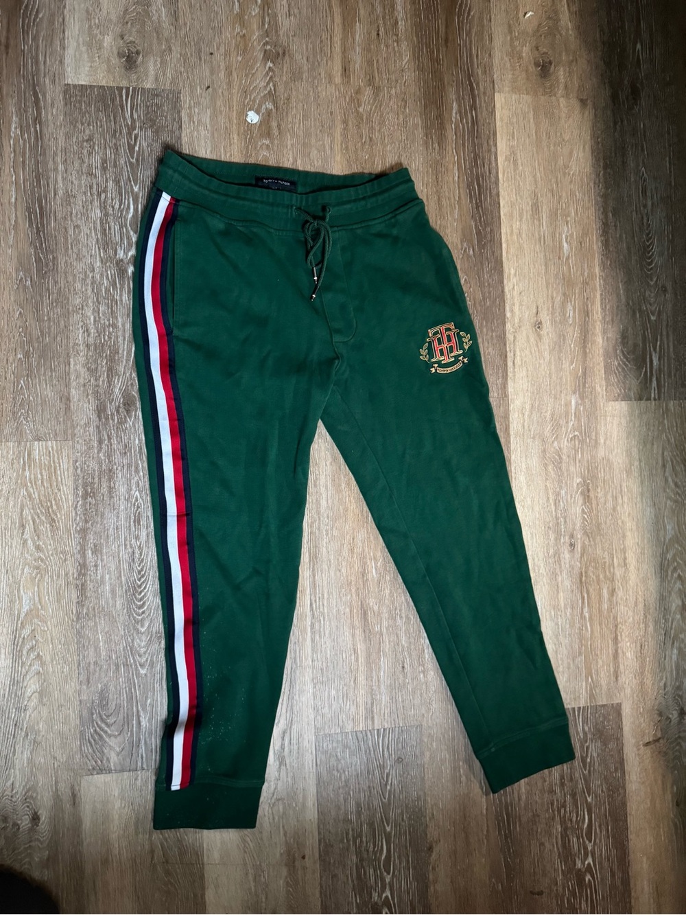 Men's Green tommy hilfiger Jogger Pants with Side Stripe